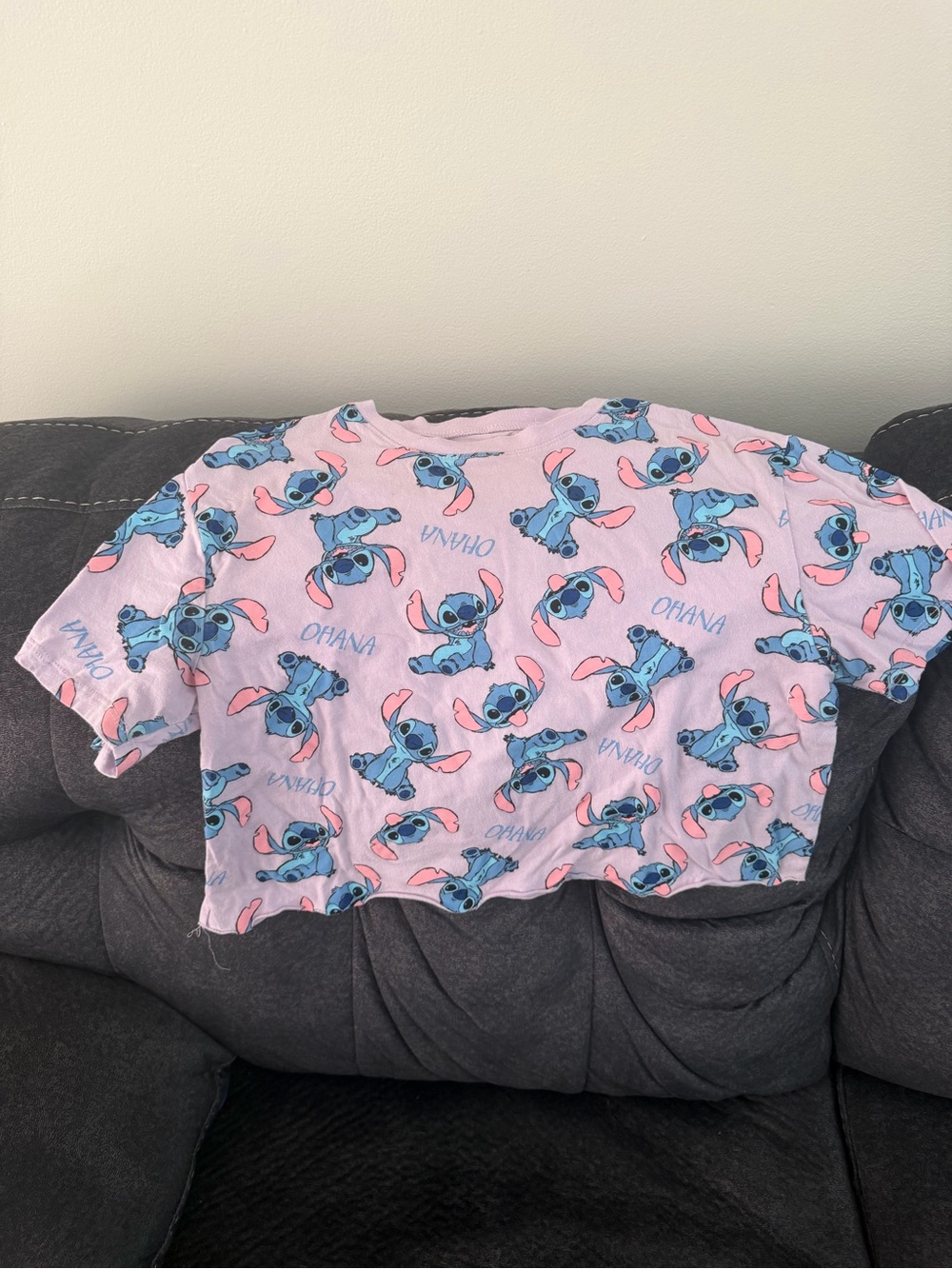 Disney Stitch Cropped Tee - Ohana size small